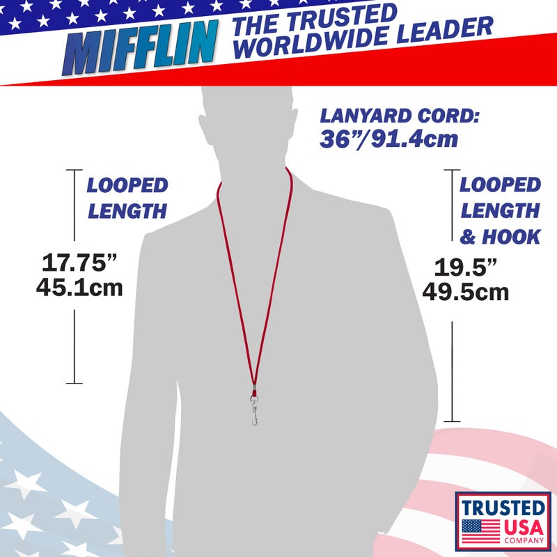 MIFFLIN-USA Lanyard (Red, 36 Inch, 100 Pack), ID Badge Lanyards, Round Woven Lanyards with J-Hook - Image 3